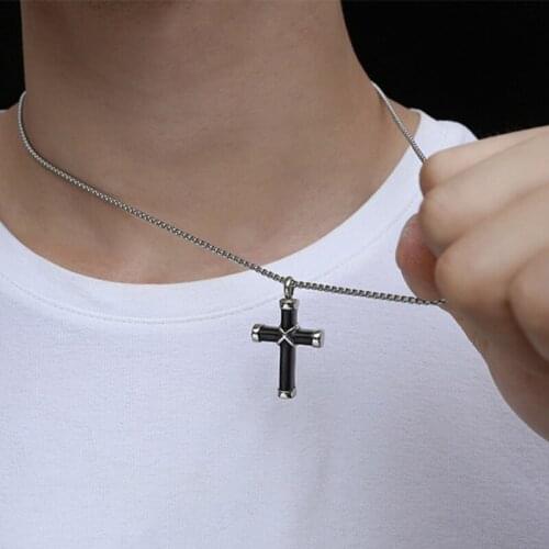 Cremation Jewelry for Ashes Cross Urn Necklace Black Pendant Stainless steel Ashes Memorial Memorial Perfume Bottle Holder