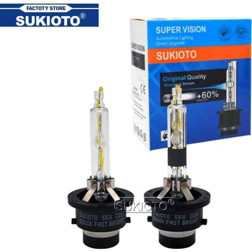 SUKIOTO Super Vision 55W 5500K D2S Xenon Light Bulb 35W D4S Fast Bright Auto Lamp UV Free D2R D4R HID Headlight Xenon Bulb