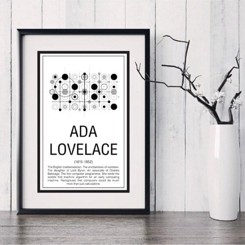 Math Print Maths Educational Poster Mathematicians Ada Lovelace Modern Wall Art Canvas Painting Picture Gift Home Wall Decor