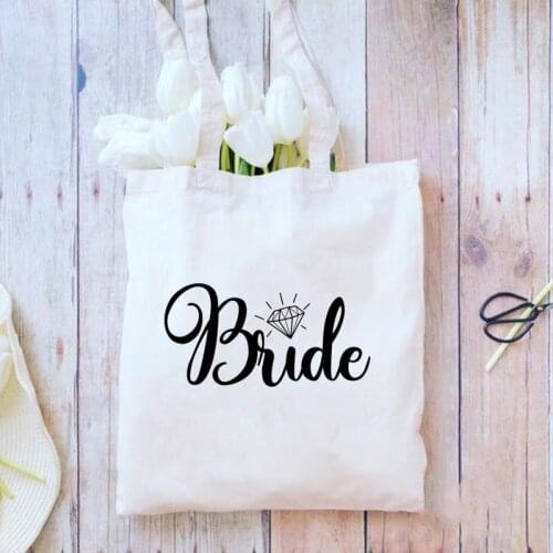 Fashion Shopping Bag Casual Shopper Bridal Bachelorette Party Team Bride Wedding Gift Canvas Tote Shoulder Bags Reusable Eco Bag