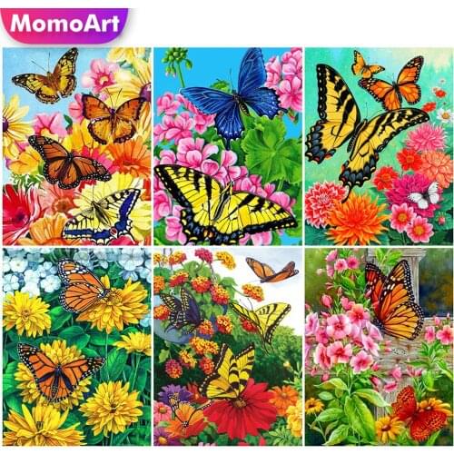 MomoArt Diamond Mosaic Butterfly Cross Stitch Picture Diamond Embroidery Animal Full Square Round Art Painting Flower Wall Art