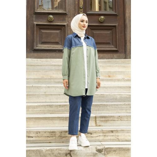 Denim Tassel Detailed Shirt Muslim tops Muslim sets Tunic women Abayas Modest tops Muslim tunic Muslim tops women Tunic women mu
