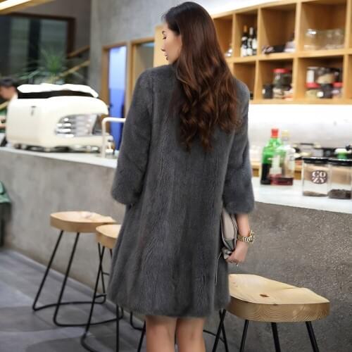 Real Mink Coat 2020 Winter Natural Luxury Full Pelt Fur Jackets for Women Korean Long Jacket MY3942