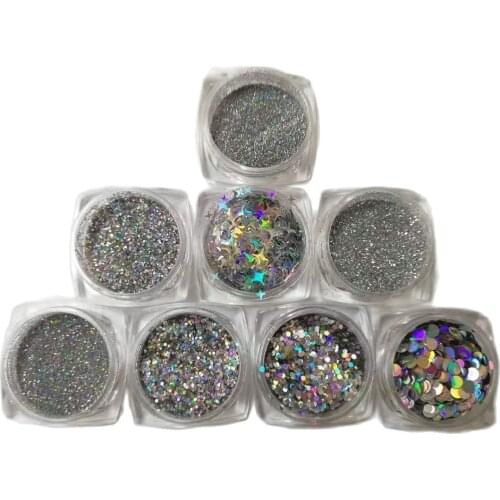 Reflected Metal Nail Glitter Powders DecoraSequins Makeup Silver Laser Disc Four Pointed Star Gold Flakes Magic Mirror Effect