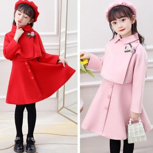 Girls Cheongsam Dress Autumn Winter Thicked Kid Woolen Skirt Baby Vest Princess Gown Suit Traditional Vestidos Orientales Robe