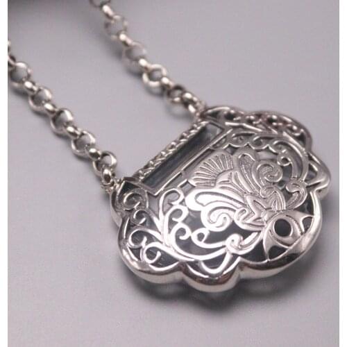 Real Silver 999 Pendant Blessing For Women Baby Pendant Lucky Longevity Lock Can be Lettering Hollow Pattern Lock Plate