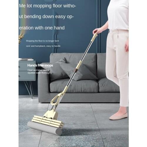 Sponge Mop Absorbent Mop Large Size 2020 New Home One Mop Collodion Cotton Head Hand-Free Washing Squeeze Floor Lazy Clean