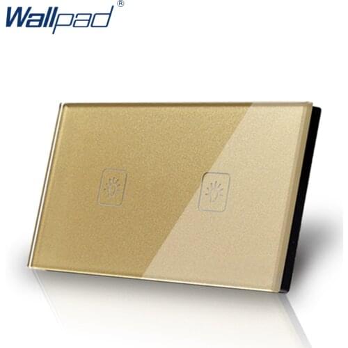 2 Gang 1 Way 118*72mm Wallpad Waterproof Glod Crystal Glas Touch Switch,110V-250V AU US Size Switch Power Supply, Free Shipping