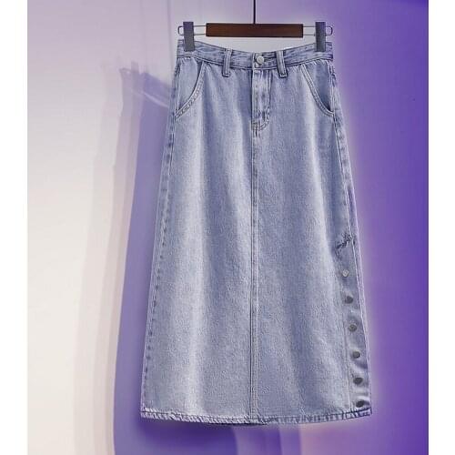 High Waist Denim Skirt Womens Summer Split A-line Long Skirts Plus Size 5xl Slim Wrap Hip Streetwear Casual Jeans Skirt Women