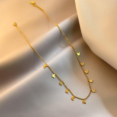 XIYANIKE 316L Stainless Steel Gold Color Small Butterfly Necklaces For Women Chokers 2021 Trend Fashion Festival Gift Jewelry