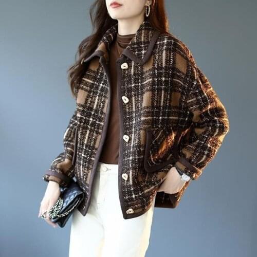 XLMJDZGS Women's Plaid Coats