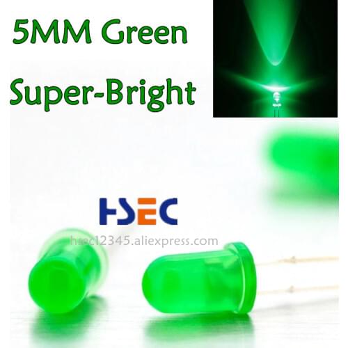 XRiicha 1000pcs 5MM green led diodes super bright Green turn Green light-emitting led 5MM white red bule yellow led diode