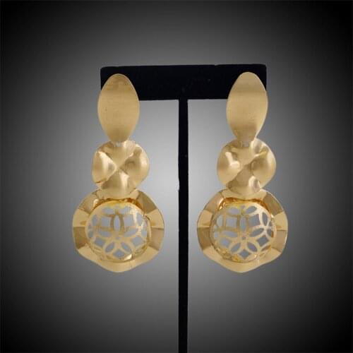 YULAILI Free Delivery New Arrival Unique Design Fashion Gold Color Copper Dangle Earrings for Women