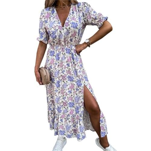 2021 Summer Women Maxi Dress Beach Dress Women Sexy V-Neck Ladies Dress Party Slim Vacation Sundress Casual Vintage dress Y2K