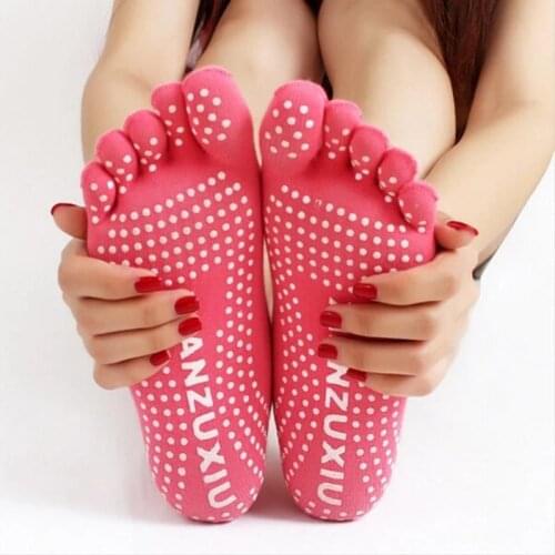 1Pair Women Yoga Toes Socks Gym Dance Sport Exercise Five Fingers Socks Non Slip Massage Fitness Dots Warm 5 Colors