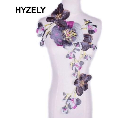 1PC Big Gray Flower Lace Embroidered Neckline Collar Trim Clothes Fabric Sewing Supplies Craft Wedding Dress Applique