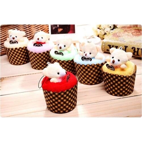 100pcs/lot! New Arrival Creative Lovely Mini Bear Cup Cake Towel Cotton Hand Towel Face Towel Party Gifts 30x30CM