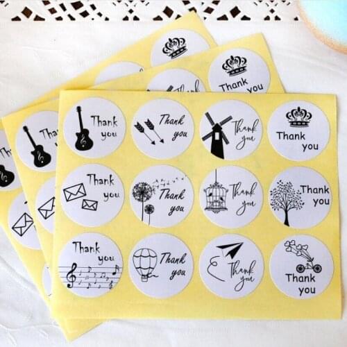 1200pcs Shop Black White Music Sealing Sticker THANK YOU Label Adhesive Wrapping Paper Airplane Gift Packaging DIY Wholesale