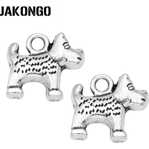 20pcs Antique Silver Plated Animals Dogs Charms Pendants for Jewelry Making DIY Handmade 13x14mm