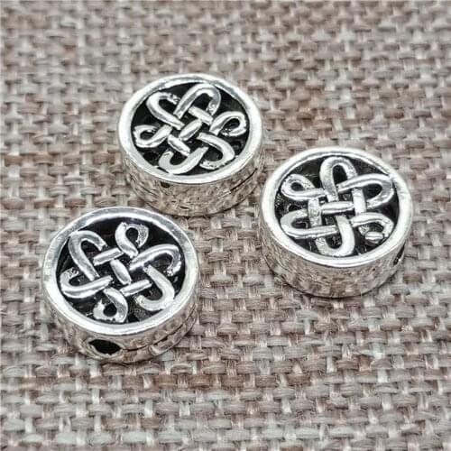 4 Pieces of 925 Sterling Silver Bowknot Knot Flat Round Beads 10mm Spacers for Bracelet Necklace