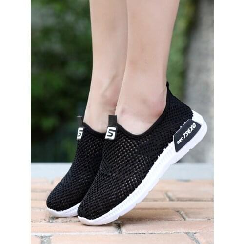 Openwork Gauze Shoes Womens Shoes Breathable Hollow Mesh Sports Shoes Womens Casual Mesh Lazy Mother Sneakers Shoes