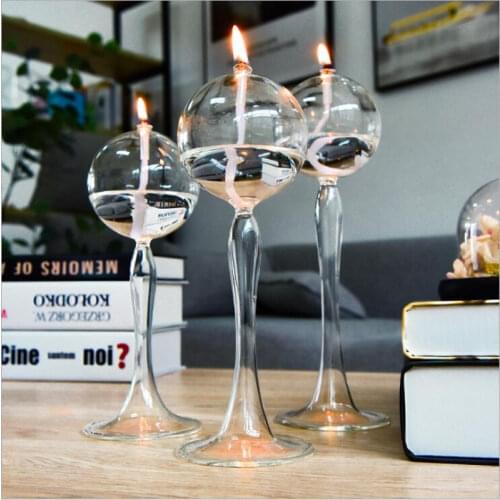 Free Shipping 8*25.5cm Big Size Creative Glass Oil Lamp Wedding Decoration Handcraft Candle Light Friend Gift