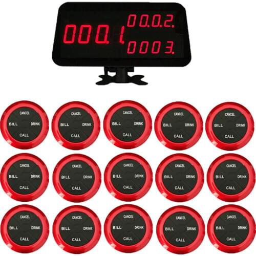 Ycall Wireless Restaurant Waiter Calling System 1 Host Display Receiver 15 Table Bells Call Button Customer Service