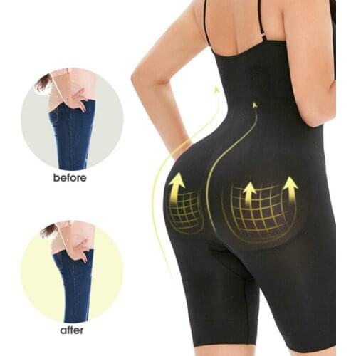 Seamless Womens Solid Color Bodysuit Thin Waist Trainer Shaper Lifting Hip and Chest Lifting Full Sliding Strap 2021