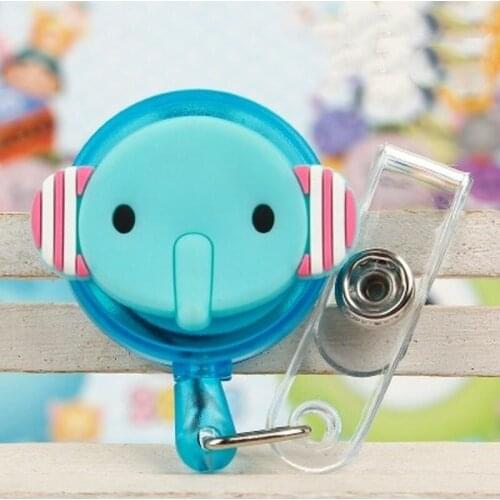 Animal Frog Elephant Badge Reel Retractable Plastic Exhibition ID Work Card Clip Cartoon Employees Card Clamp for Girls Women