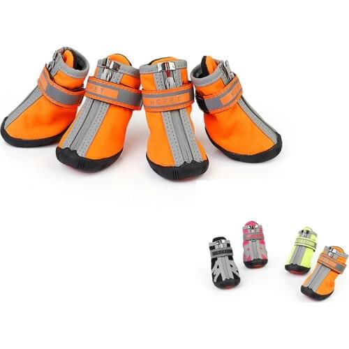 4 Pcs/lot Pet Dog Shoes Waterproof Reflective Warm Anti-slip Dog Boots For Small Medium Large Dogs Hiking Running Pets Products