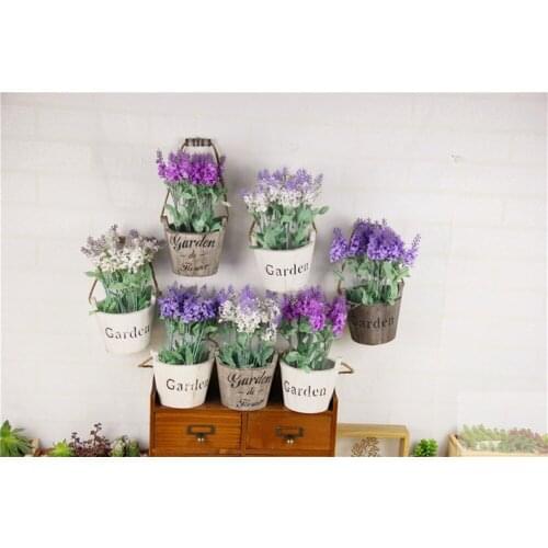 Wood flower pots planters with artificial flower vintage hanging pots home decoration wood pot for arificial flower t