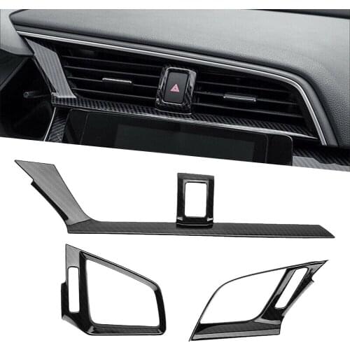 For Honda Civic 10th 2016-2020 Carbon Fiber ABS Car Inner Dashboard Air Vent Cover Trim 2016 2017 2018 2019 2020