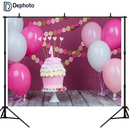DePhoto Balloon cake Scene Birthday Baby Newborn Photography Backgrounds Customized Photographic Backdrops For Photo Studio