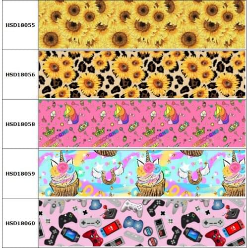 HSDCraft 25mm 38mm 75 mm Sunflower Game Unicorn Ice Cream Ribbon Party Decoration 10 Yard DIY Bow Bag Material Handmade.C18055