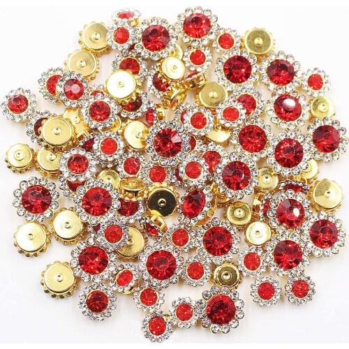Sewing Sun Flower Rhinestones 100pcs 8-12mm Mix Size Gold Claw Shiny Crystals And Stones Strass Sew on Rhinestones For Clothes