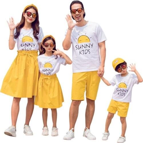Family Clothing Sets Mother Father Baby Clothes Mommy and Daughter T-shirt Skirt 2pcs Dad Son Tops Shorts Matching Family Outfit