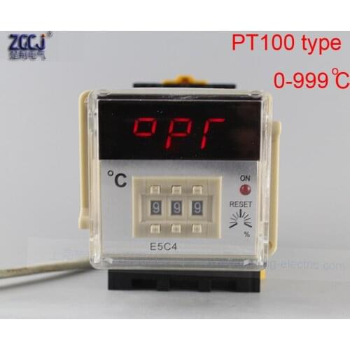 PT100 type 0-999 degree PT100 E5C4 temperature controller CJ-E5C4 35mm Din type Digital thermostat in stock