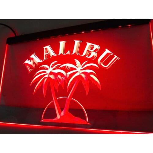 LE191- Malibu Rum Bar Pub NEW LED Neon Light Sign home decor crafts