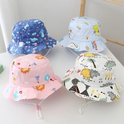 Summer Baby Toddler Cartoon Hats Doodle Beach Sun Caps For Boys Girls Fashion Sweet Cute Hat Bucket Head Wear Net Yarn