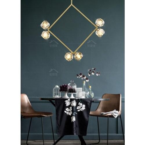 All copper dining room chandelier light luxury creative living room bar dining room ring crystal light simple chandelier