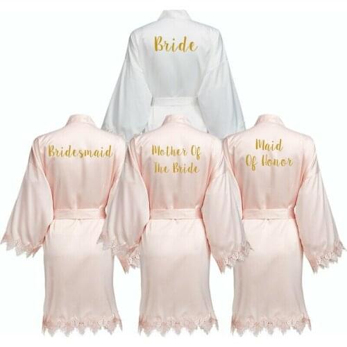 Matt Satin Robe Lace Bride Robe Bridesmaid Robes Women Wedding Robes Bridal Robe Bridal Robes with Lace Robe