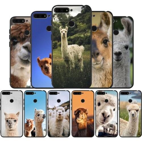 Cute lamas Alpaca animals black Silicone Phone Case For Huawei honor 30 8 8X 9 10 10 Lite 20 Mate 10 20 30 Lite Pro cover