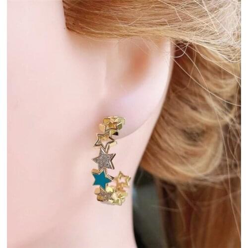 5pair/lot Fashion lovely earring,colorful star shape cz/enamel earring stud,new design womens love earring cheap wholesale