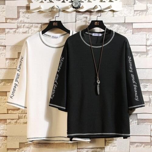 2020 Latest Design Men Loose Fashion Hip Pop Japanese Style Harajuku Half Sleeve Raglan T-shirt