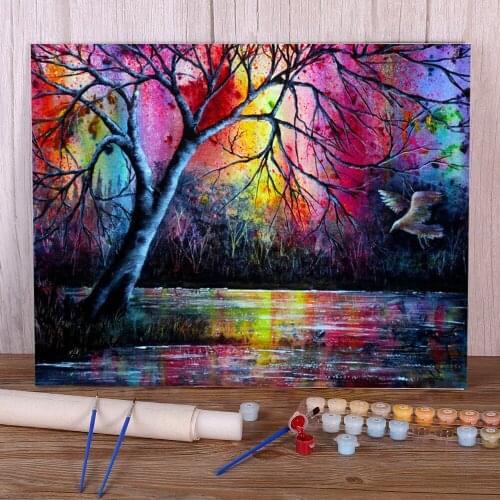 Natural Scenery Free Spirit Coloring By Numbers Painting Package Oil Paints 50*70 Oil Painting New Design Crafts Art