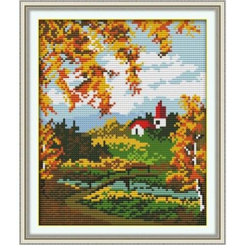 The scenery of the countryside cross stitch kit flowers 14ct 11ct count canvas stitching embroidery DIY handmade needlework plus