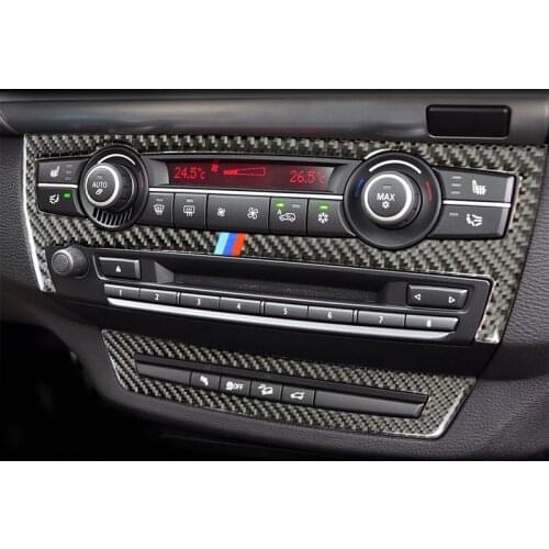 Carbon Fiber Refit Car Interior AC CD Control Decor Frame Decoration Sticker for BMW e70 e71 X5 X6 2008-2013
