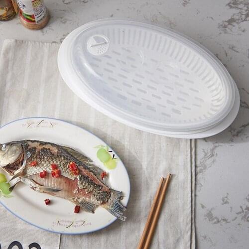 Fish Steamer Microwave Large Plate Steaming Tray With Clear Lid Kitchen Accessories Supplies