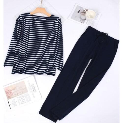 M-3XL Loose Womens Pajamas Set Plus Size Home Clothes Long Sleeve Trousers Pyjamas Female Suit Cotton Sleepwear Pijama Mujer