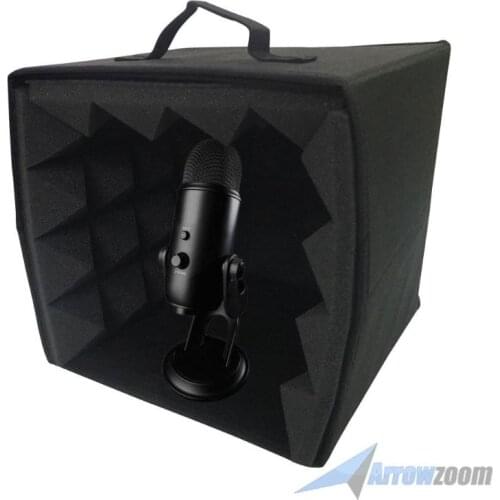 Arrowzoom 10.6" x 10.6" x 11" Portable Microphone Booth Studio Recording Vocal Isolation Foam Box AZ1159
